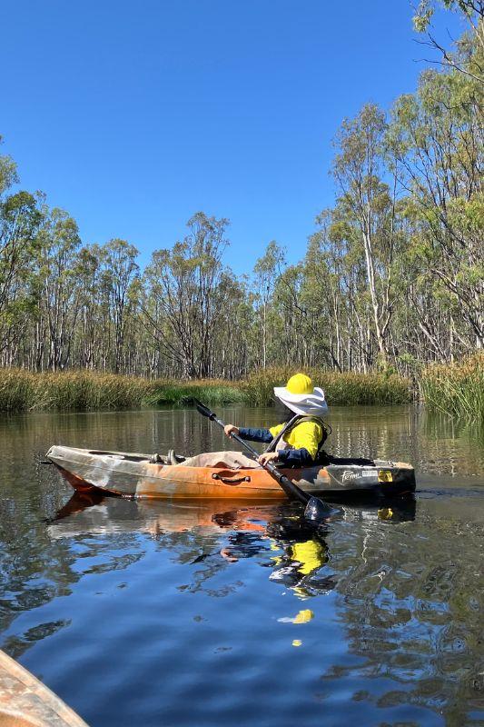 Accessing the forest via kayak during wet times. &Acirc;&copy;Shelby Taggert, FCNSW