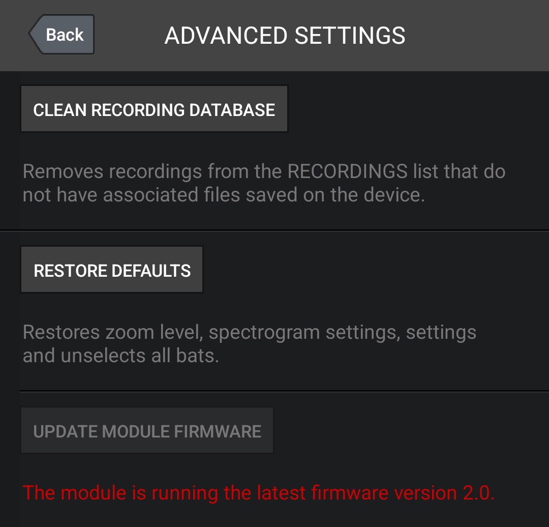 The module is running the latest firmware version 2.0.