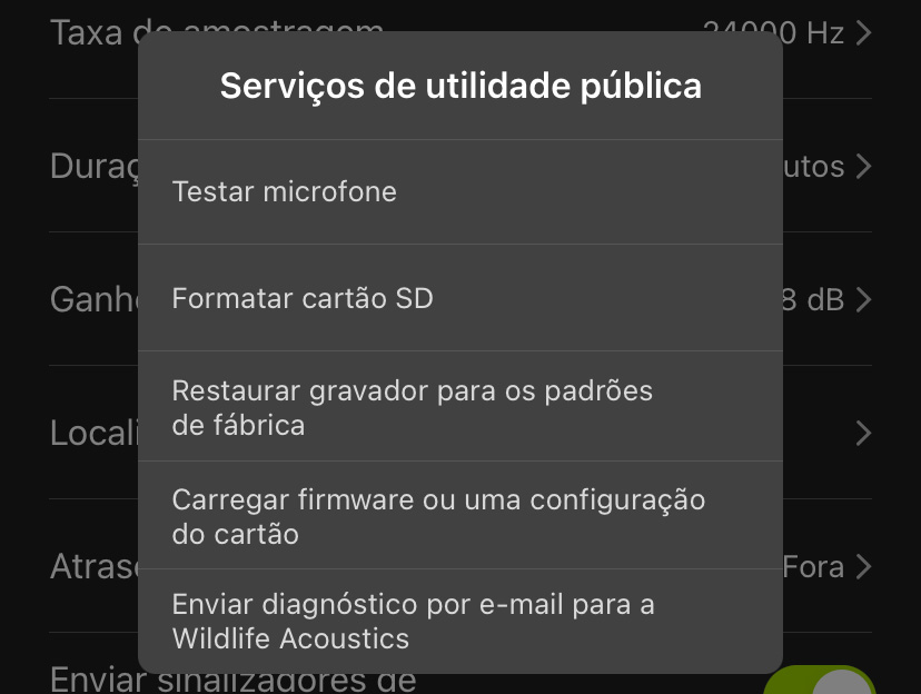 Captura de tela do menu Utilities (Utilitários), descrito no texto a seguir.