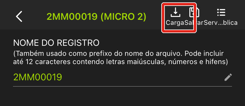 O ícone Load (Carregar) está à esquerda dos ícones Save (Salvar) e Utilities (Utilitários).