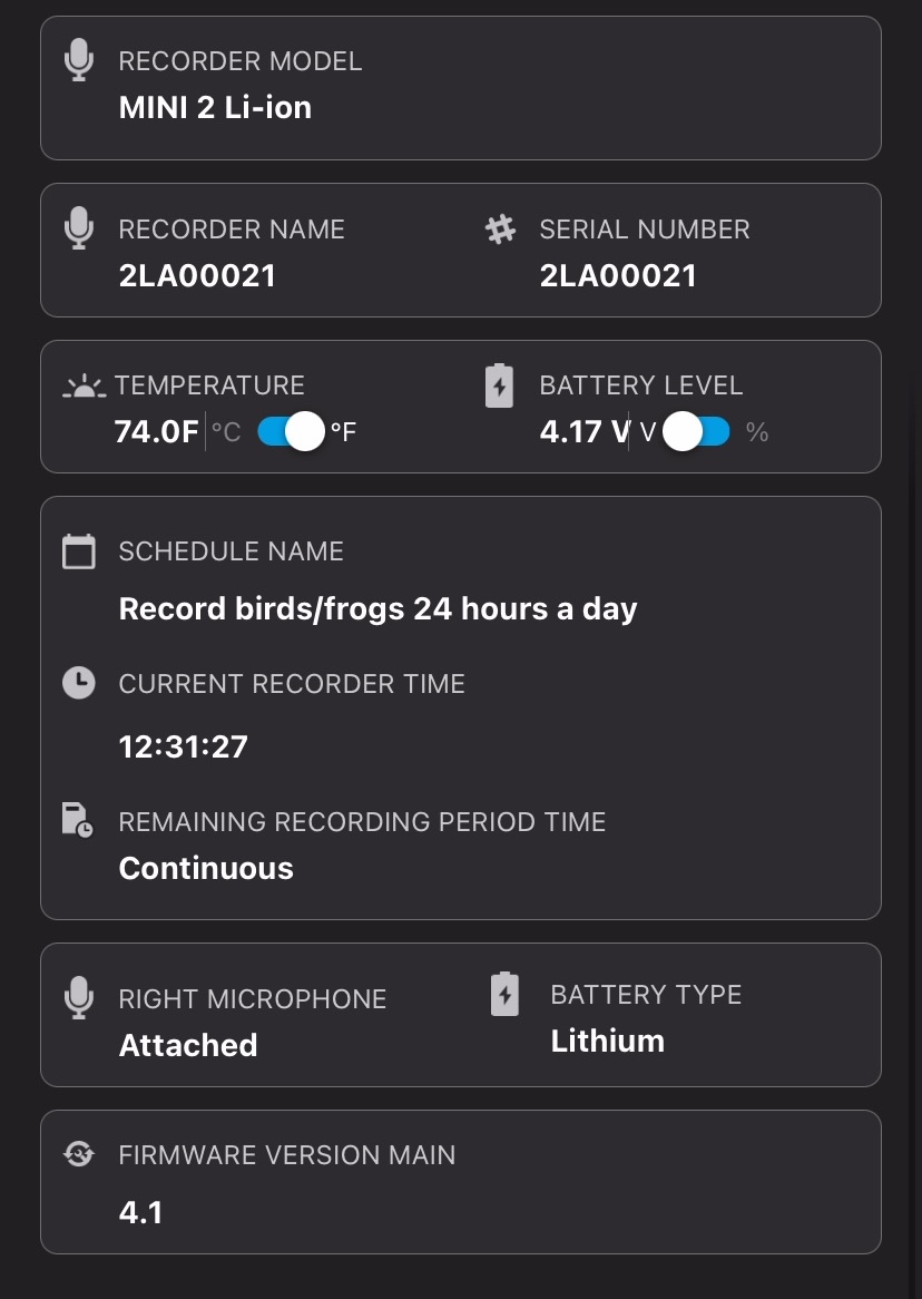 The following info fields are listed below the Storage Info Panel.