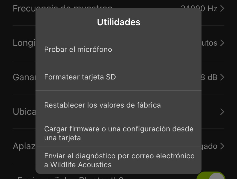 Captura de pantalla del menú Utilities (Herramientas), que se describe en el texto siguiente.