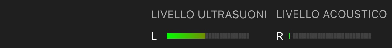 Il livello ultrasuoni e il livello acustico sono indicati da due misuratori di livello visivi.