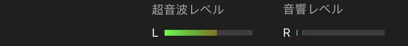 超音波レベルと可聴音レベルは、2つのビジュアルレベルメーターで示されます。