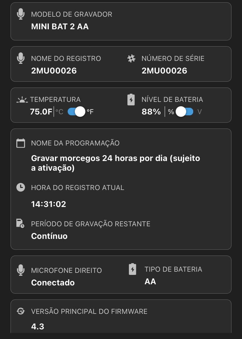 Os campos de informações a seguir estão listados abaixo do Painel Storage Infor (Informações de armazenamento).